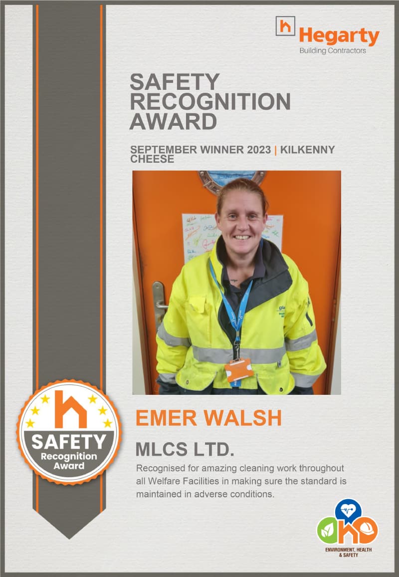 Emer Walsh - September Safety Award