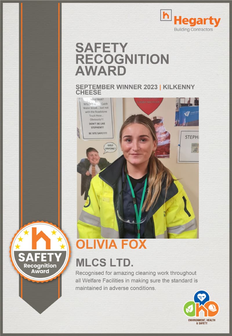 Olivia Fox - September Safety Award